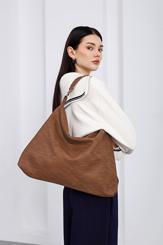 Polly Braided Casual Shoulder Bag Brown
