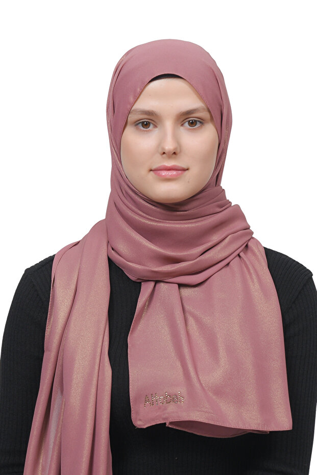 فستان سهرة لامع شال شيفون - وردة داكنة