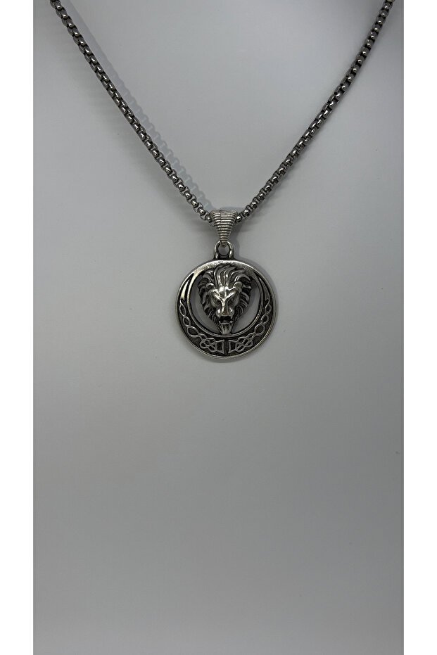 Aslan Figürlü Çelik Kolye - 4