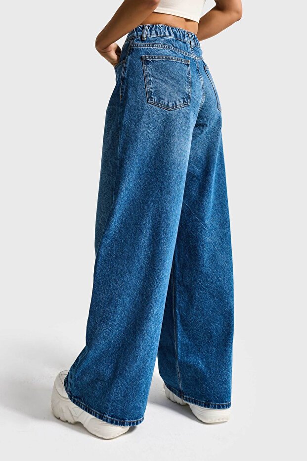 Modré dámské džíny Palazzo Fit – 100% bavlna, elastický pas, model 2S5-4 - 3