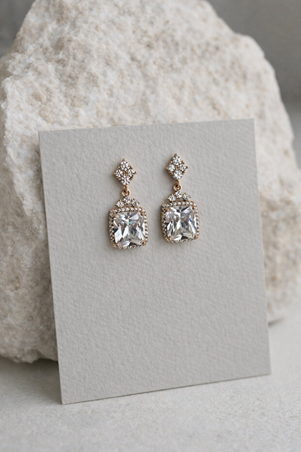 Steel Crystal Stone Luminous Sides Earrings - No Darkening