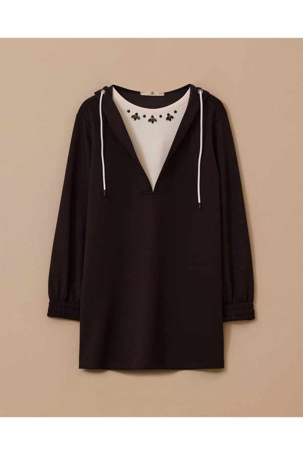 Taş Detaylı Kapüşonlu Sweatshirt - 6