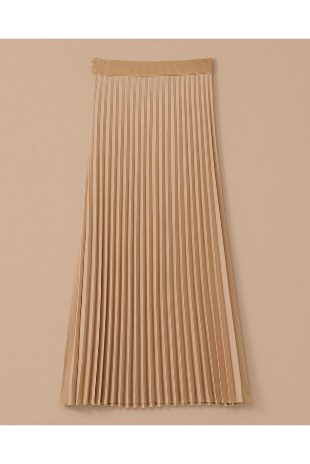 Esnek Bel Pliseli Basic Etek - 5
