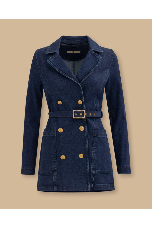 Cepli Kemerli Jean Ceket - 6