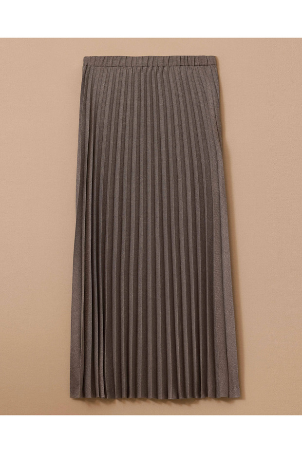 Elastik Bel Pliseli Etek - 6