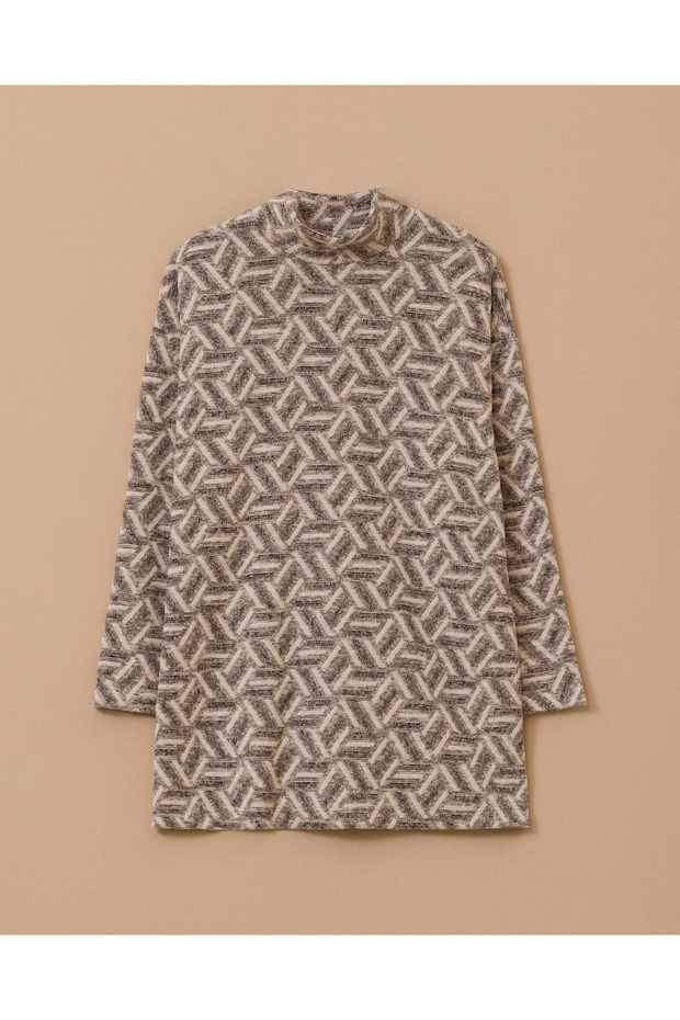 Dik Yaka Desenli Triko - 5