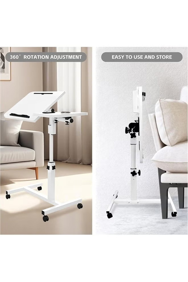 مكتب قابل للتعديل فوق السرير مع عجلات ودرج - 3