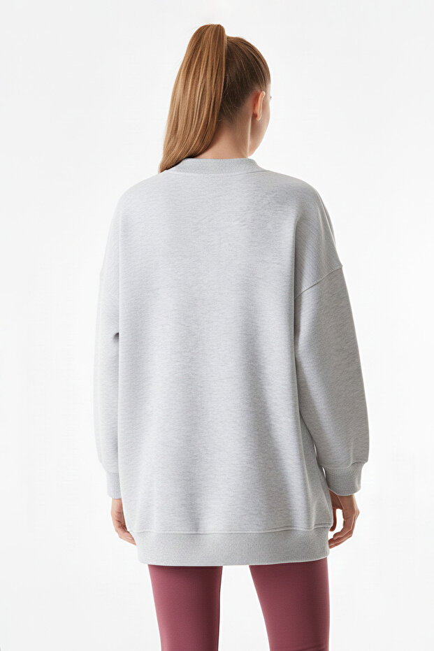 3 İplik Basic Bisiklet Yaka Oversize Sweatshirt - 2