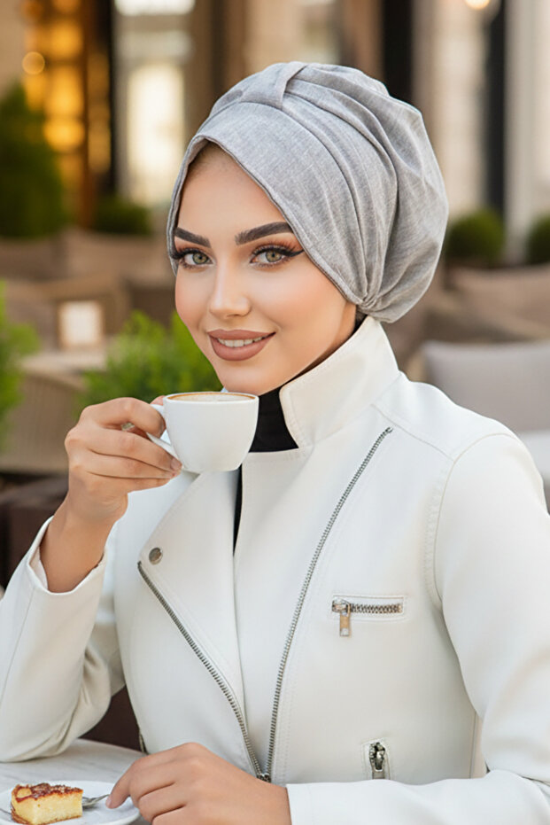 غطاء رأس ذو قبعة رمادية - 2