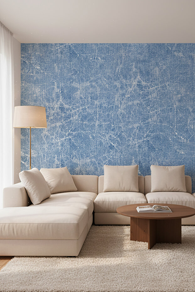 Açık Mavi Loft Tarzı Tek Parça Duvar Kağıdı - 3