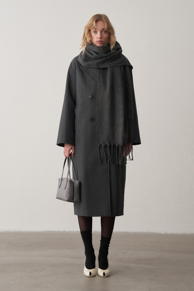 Antrasit Luce Yün Oversize Kaban - 1