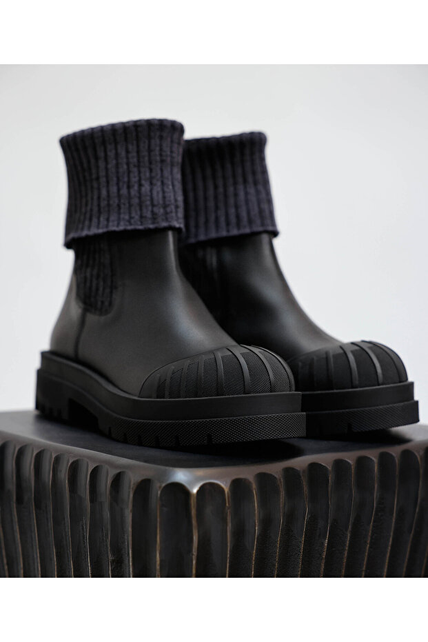 Triko Bilekli Deri Bot - 5