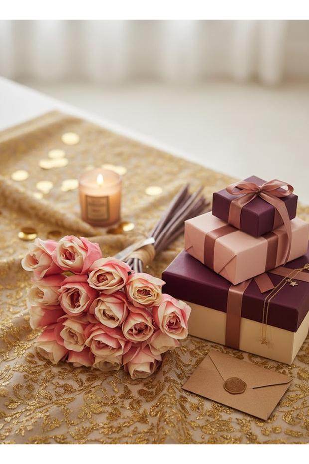باقة ورد صناعية ب18 زهرة