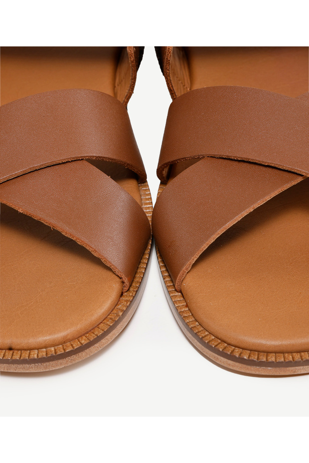 Çapraz Deri Sandalet - 5