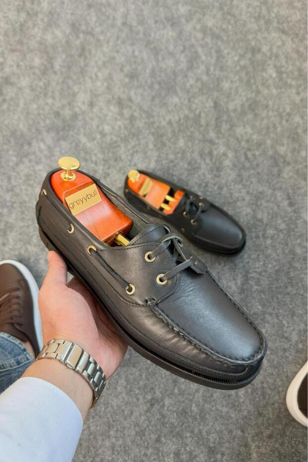 Black Summer Leather Men's Shoes
