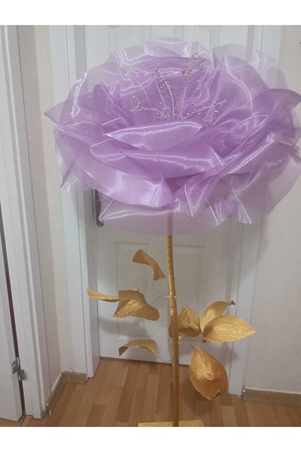 Dev tül çiçek gold mor - 5