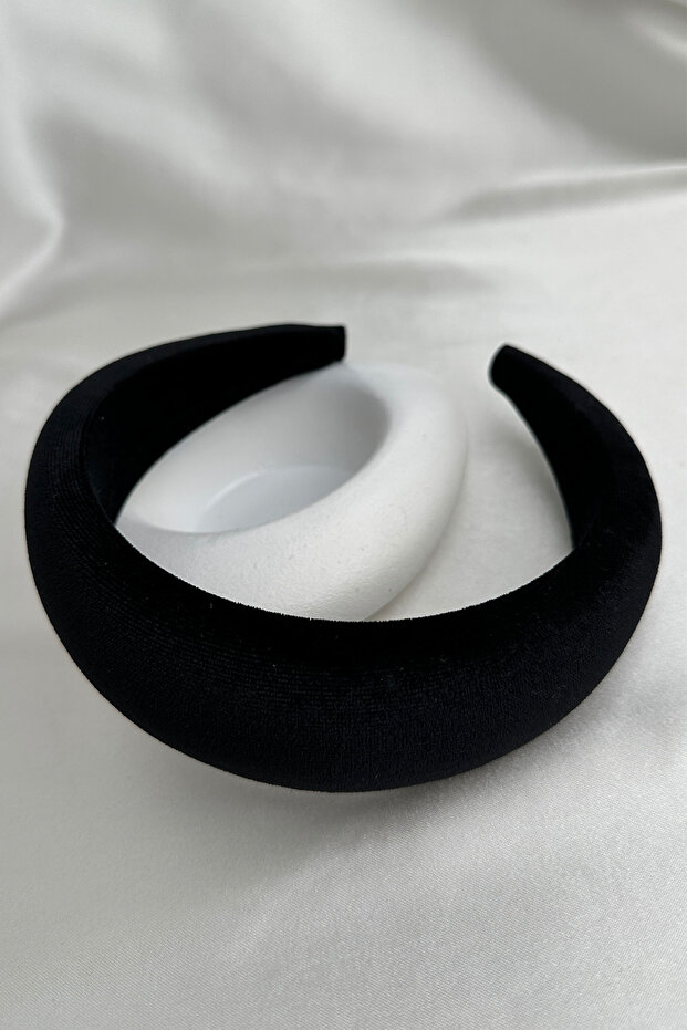 Siyah Düz Bombeli Kadife Taç - 1