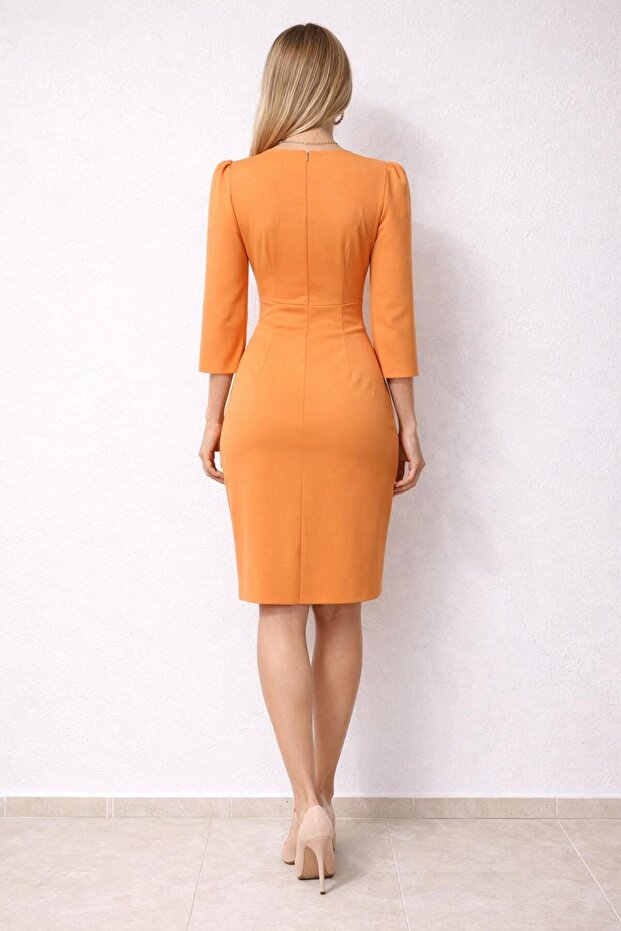 Kruvaze Yaka Elbise - 2