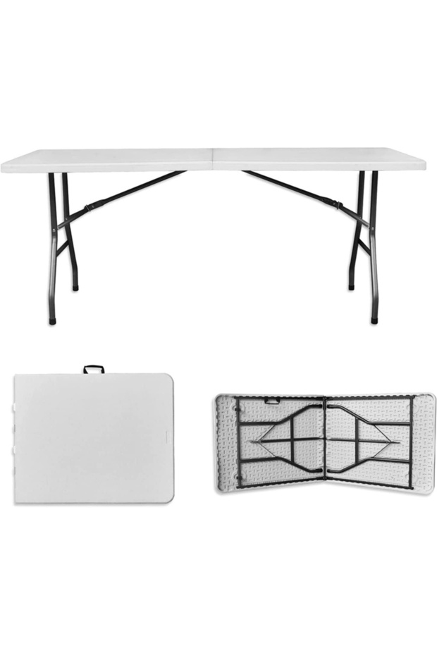 Rectangular Folding Plastic Table 74x74x180 cm - White - 1
