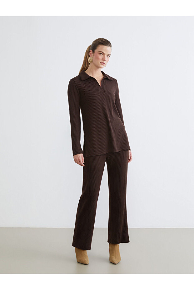 New Season Plus Size Elastic Waist Textured Women's Trousers