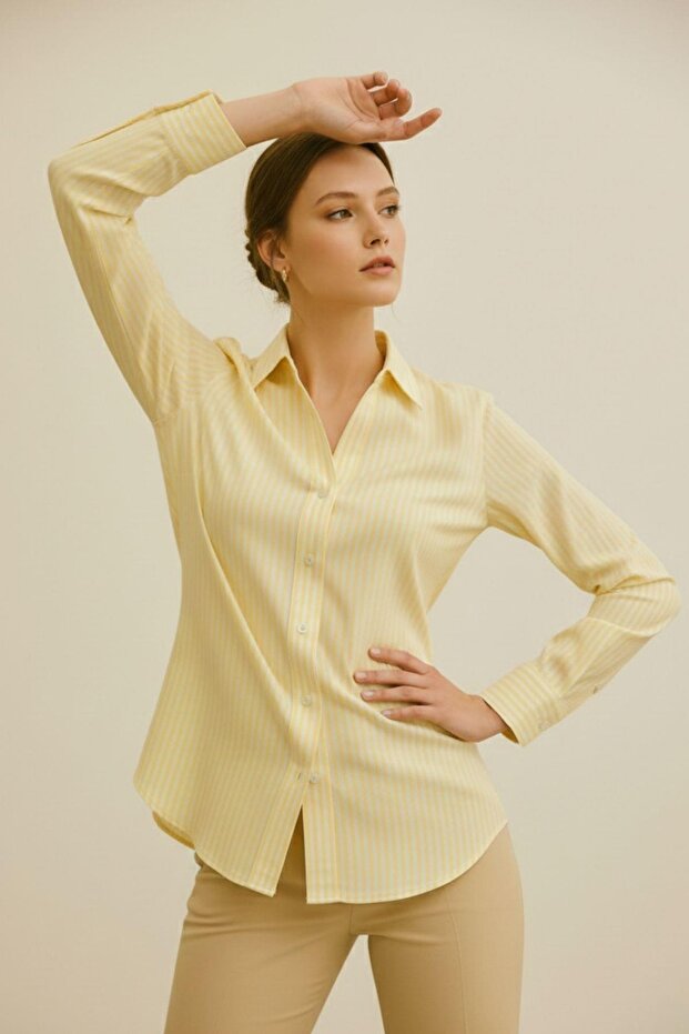 Sarı Oversize Kadın Gömlek - 2