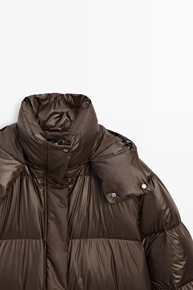 Parlak şişme mont - 5