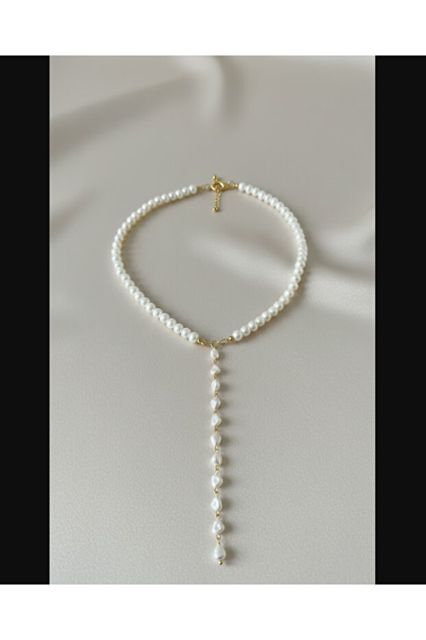 Y MODEL SIRA İNCİLİ KOLYE - 5