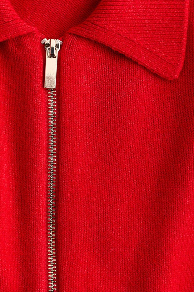 Fermuarlı Oversize Hırka - 8