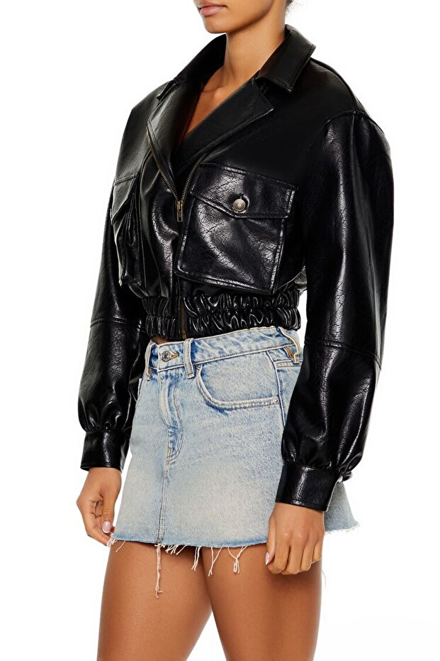 Suni Deri Bomber Ceket - 4