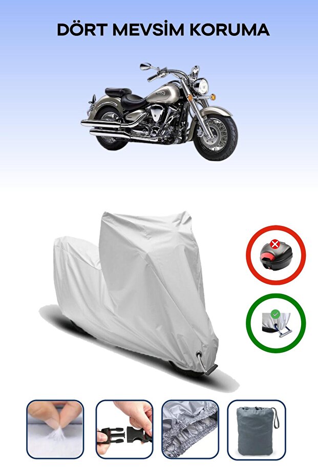 Gray Lock Compatible Yamaha Wild Star Xv 1600 Compatible Motorcycle Tarpaulin Waterproof