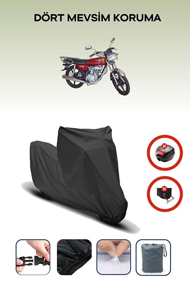 Black Rear Bag Lock Incompatible Kuba Cg 100 Compatible Motorcycle Tarpaulin, 4 Seasons