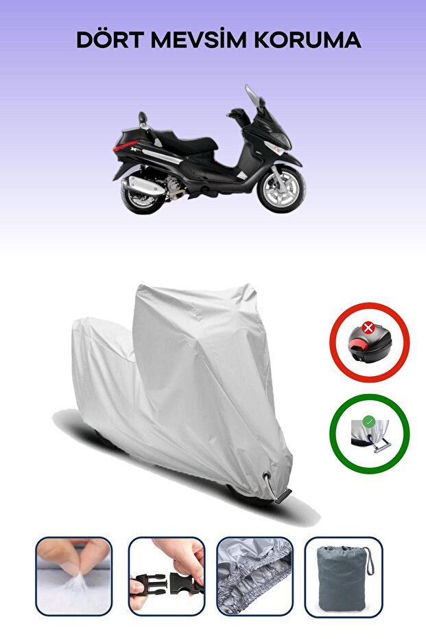 غطاء دراجة نارية متوافق مع Piaggio X Evo 250 باللون الرمادي مقاوم للماء