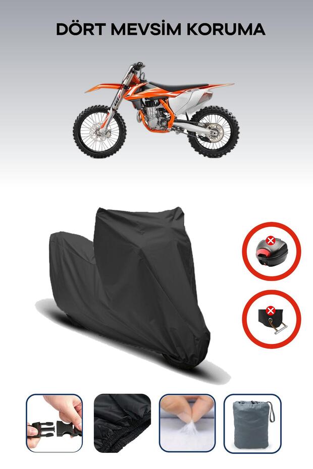 Black Rear Bag Lock Incompatible Ktm 450 Sxf Compatible Motorcycle Tarpaulin, 4 Seasons