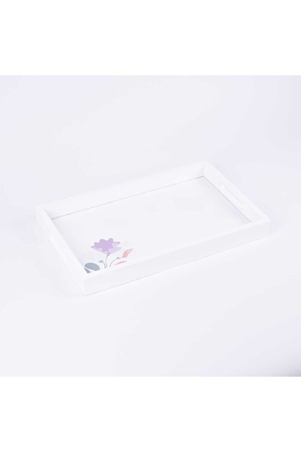 صينية تقديم مستطيلة الشكل بنقشة زهور أرجوانية - 3