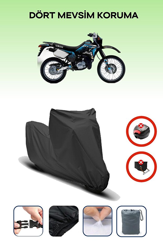 Black Rear Bag Lock Incompatible Yamaha Dt 125 R Compatible Motorcycle Tarpaulin, 4 Seasons