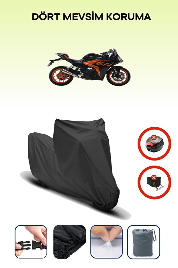 Black Rear Bag Lock Incompatible Arora Gp 250 Compatible Motorcycle Tarpaulin, 4 Seasons
