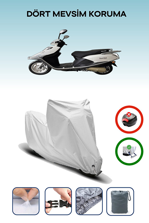 Gray Lock Compatible Falcon Guppi 110 Compatible Motorcycle Tarpaulin Waterproof