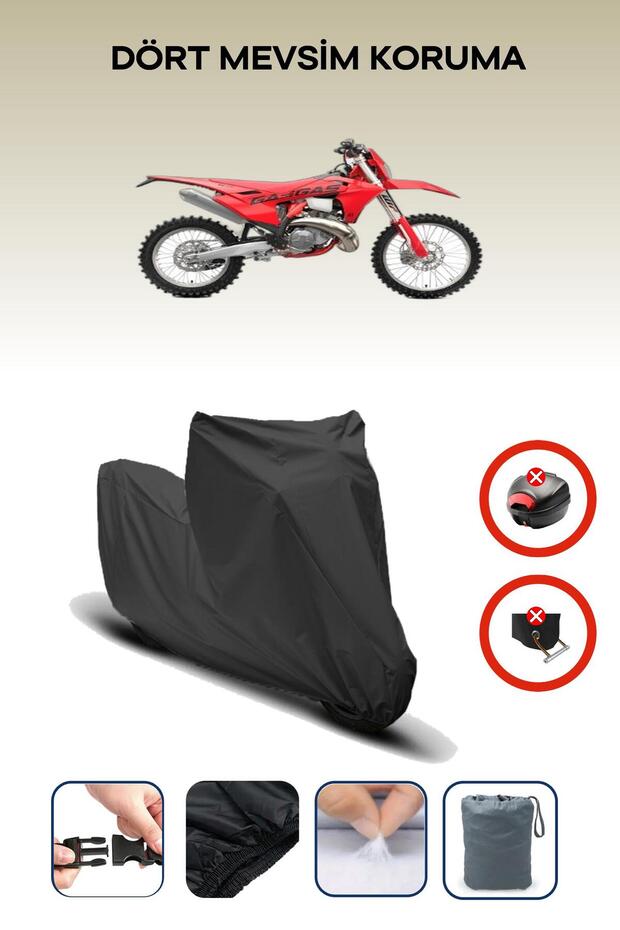 Black Gas Gas Ec 300 Motorcycle Tarpaulin Rear Bag Compatible