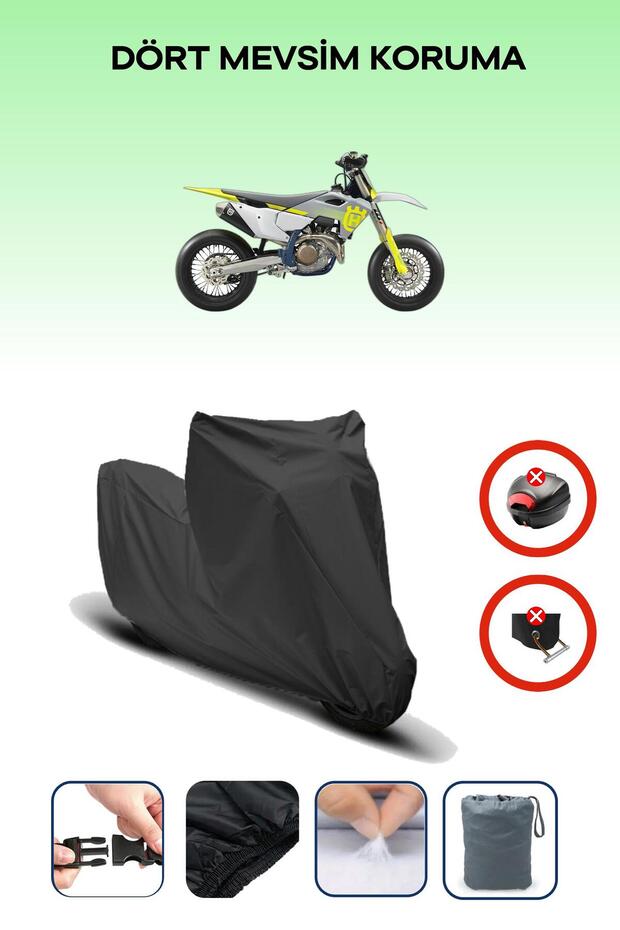 Black Rear Bag Lock Incompatible Husqvarna Fs 450 Compatible Motorcycle Tarpaulin, 4 Seasons