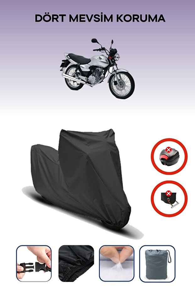 Black Rear Bag Lock Incompatible Honda Cg 125 Compatible Motorcycle Tarpaulin, 4 Seasons
