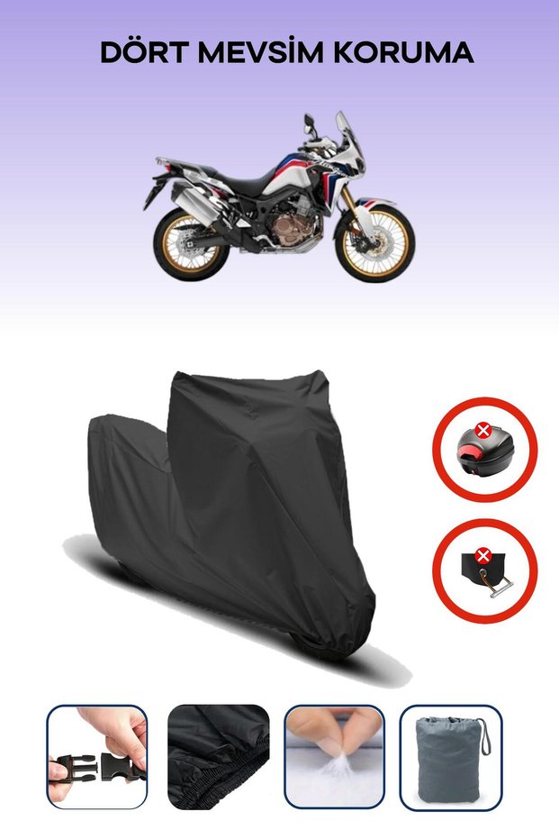 Black Rear Case Lock Incompatible Honda Crf1000L Africa Twin Adventure Sports Compatible Motorcycle Tarpaulin