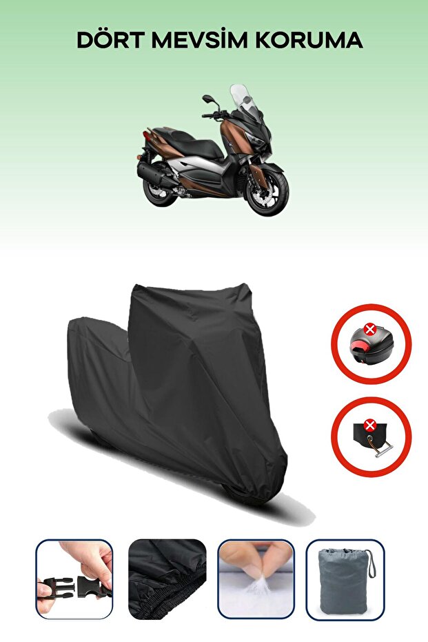 Black Rear Bag Lock Incompatible Yamaha X-Max 300 Abs Compatible Motorcycle Tarpaulin, 4 Seasons