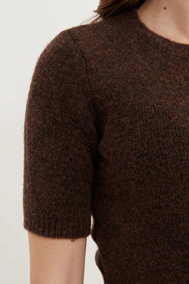 Basic Bisiklet Yaka Kısa Kol Triko Kazak - 7