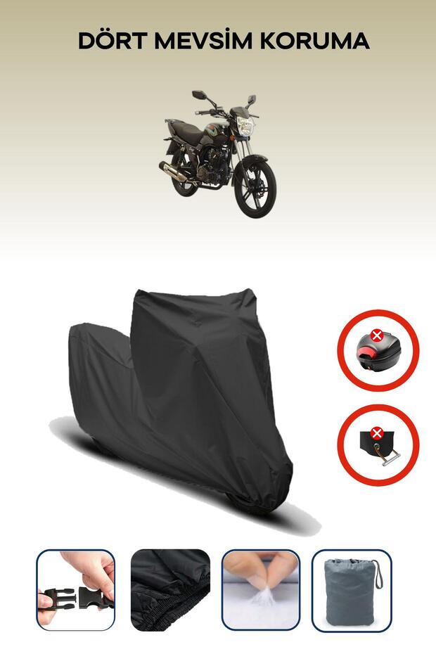 Black Rear Bag Lock Incompatible Asian Swift 150 Compatible Motorcycle Tarpaulin, 4 Seasons