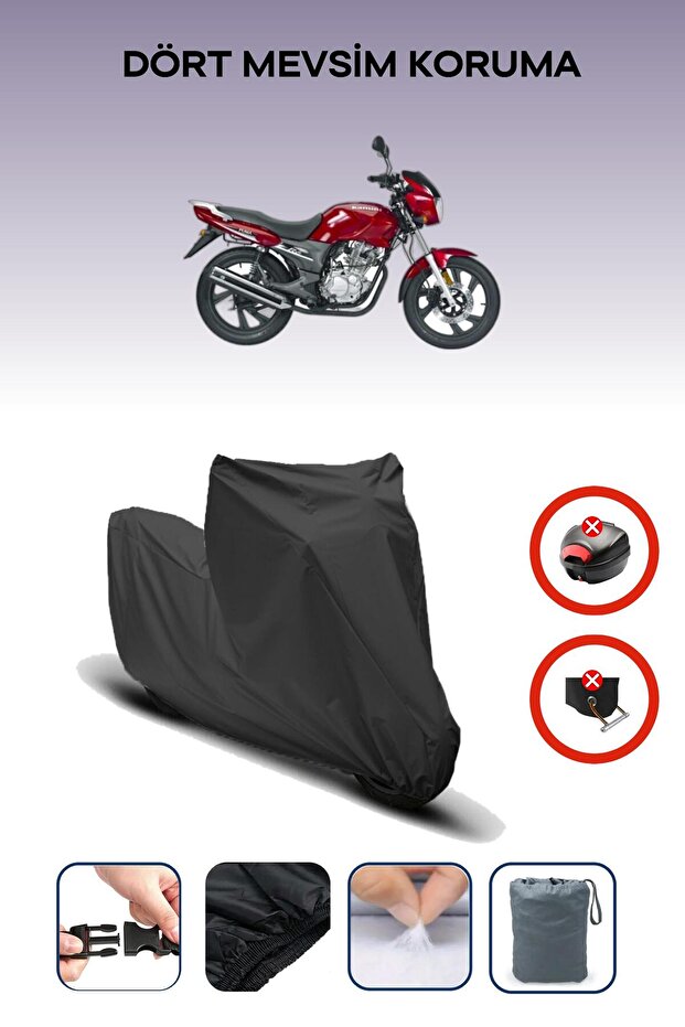 Black Rear Bag Lock Incompatible Kanuni Puma 150 Compatible Motorcycle Tarpaulin, 4 Seasons
