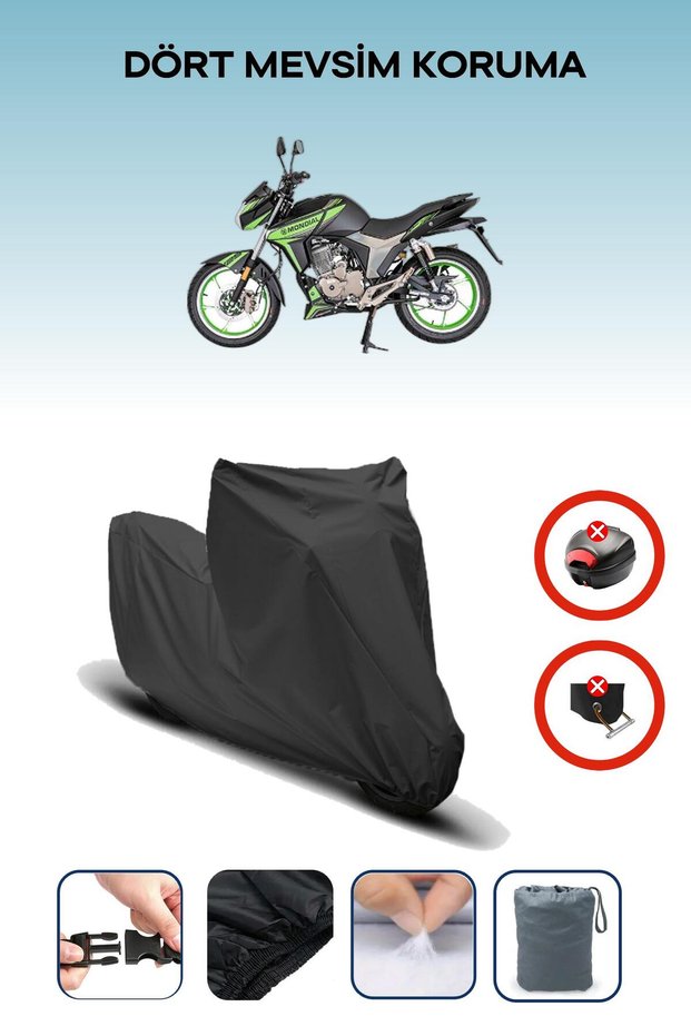 Black Rear Bag Lock Incompatible Mondial Kd 125 F Cbs Compatible Motorcycle Tarpaulin, 4 Seasons