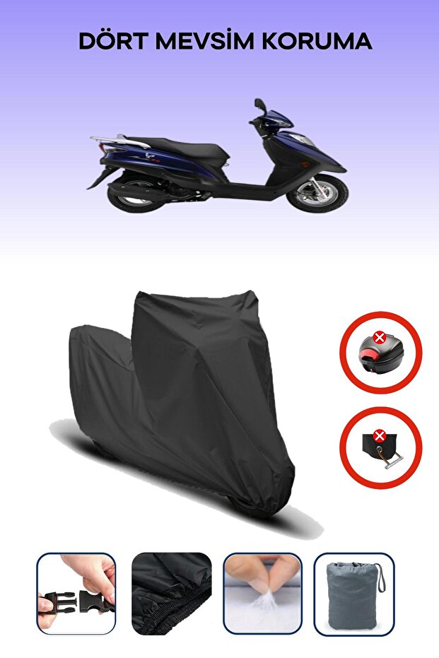 Black Rear Bag Lock Incompatible Haojue Hj 125 St Compatible Motorcycle Tarpaulin, 4 Seasons