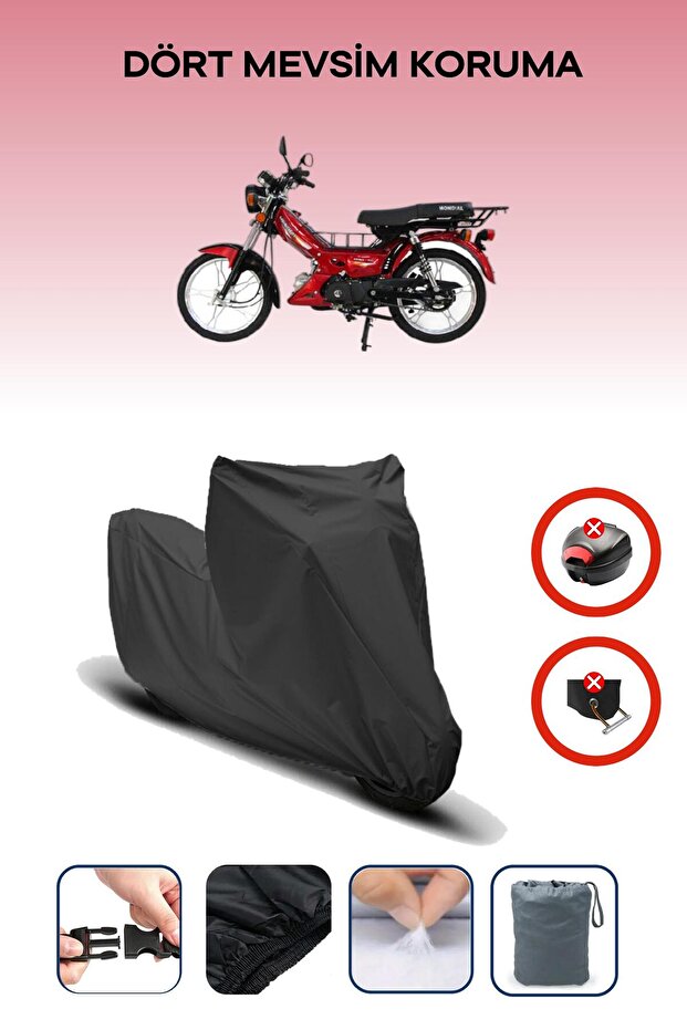 Black Rear Bag Lock Incompatible Mondial 100 Hyena Compatible Motorcycle Tarpaulin, 4 Seasons