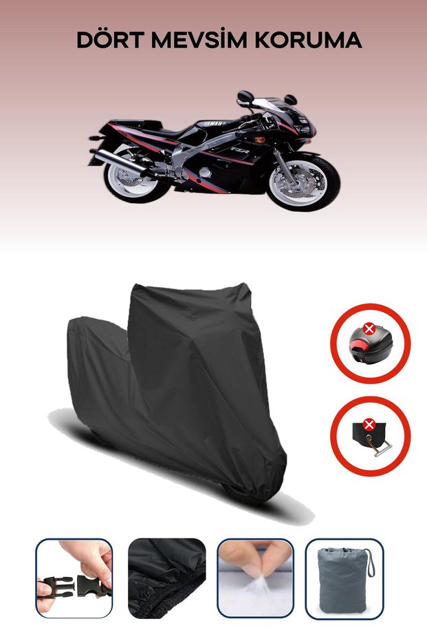 Black Rear Bag Lock Incompatible Yamaha Fzr 600 Compatible Motorcycle Tarpaulin, 4 Seasons