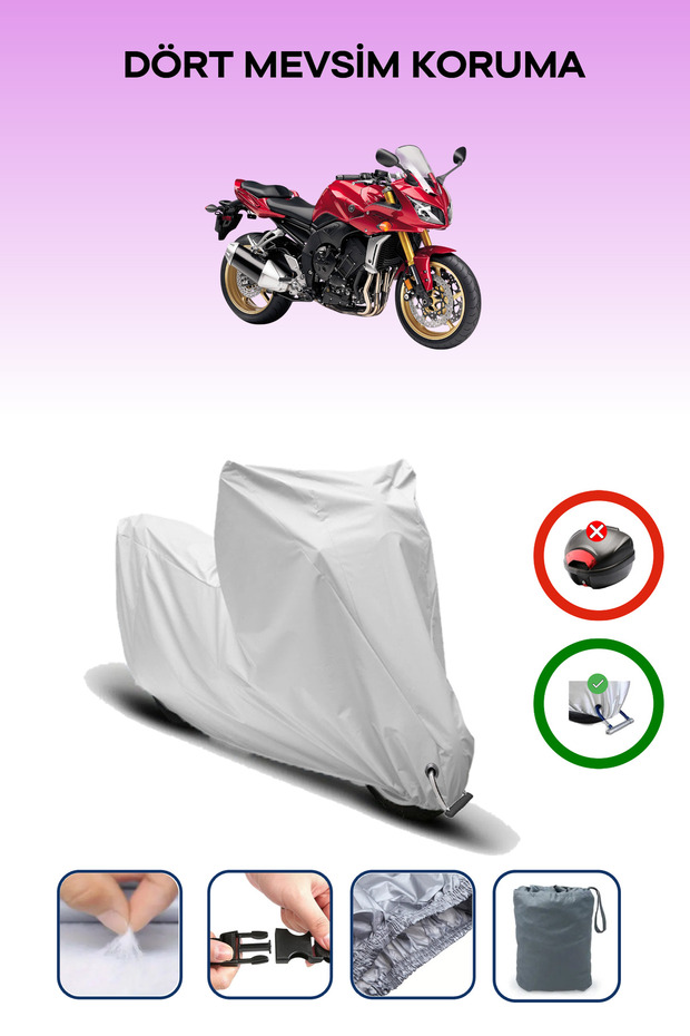 Gray Lock Compatible Yamaha Fz 1 Compatible Motorcycle Tarpaulin Waterproof